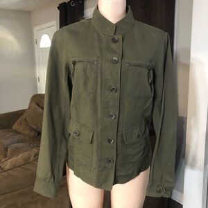 Eddie Bauer Small Womans Army Olive Green Jacket Coat Solder Winter Wear Salut